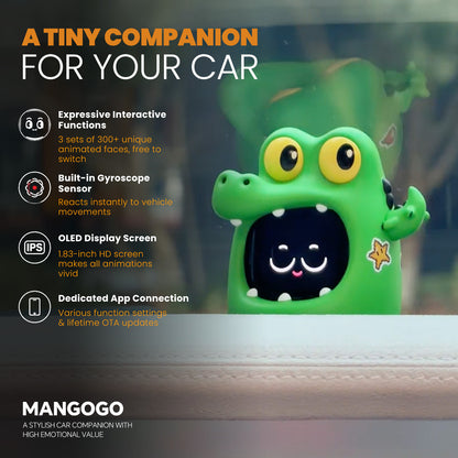 Smart Car Dashboard Robot Ornament, 300+ Dynamic Expressions with Sound Effects, Automotive Interior Decoration &amp; Car Gift (Crocodile Sets)