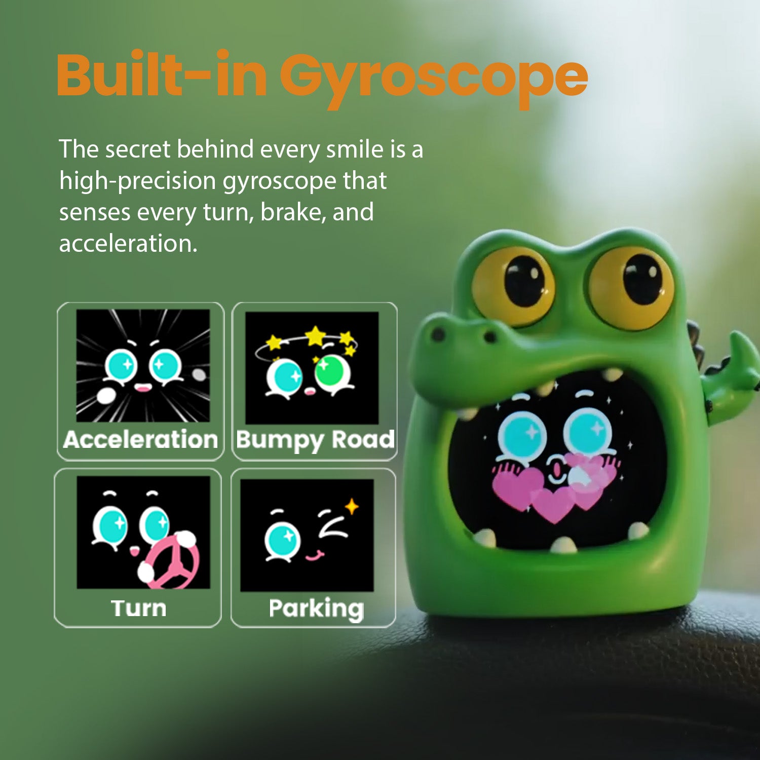 Smart Car Dashboard Robot Ornament, 300+ Dynamic Expressions with Sound Effects, Automotive Interior Decoration &amp; Car Gift (Crocodile Sets)